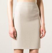 Giorgio Armani Le Collezioni Beige Pencil Skirt Fully Lined 100% Wool Size 10