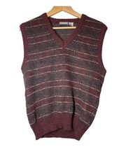 City Streets Sweater Vest Grandpacore Womens Large Burgundy Gray Wool Blend