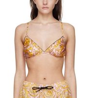 Versace Pink & Gold Barocco Print Silk Bralette