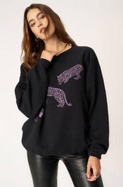 L/XL LEOPARDS OVERSIZED SWEATSHIRT - BLACK