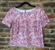 Norton McNaughton Vintage Pink Faux-Snakeskin Short Sleeve Blouse Size 10