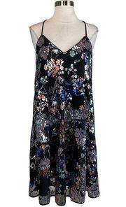 Laundry by Shelli Segal Women's Cocktail Dress Size 14 Black Floral Sequin Shift