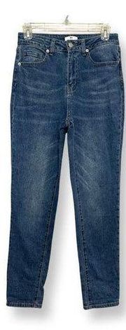 BP. Womens Straight Leg Jeans Blue Pockets Whiskered Dark Wash High Rise 28 New