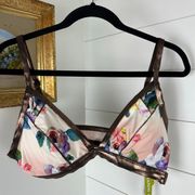 Gianni Bini Bronze Floral Triangle Bikini Top Rose NWT Size 36D