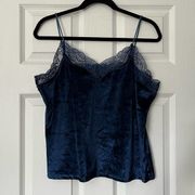 Lace-Trim Velveteen Cami - Size L