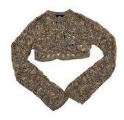 The Ragged Priest Gretel Knit Crop Sweater in Brown Multi