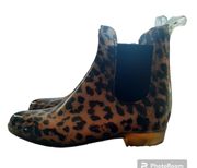 J.Crew  Pull On Leopard Short Chelsea Rain Boots Cheetah Animal Print