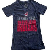 Team Athletics Shirt Women Large Cleveland Indians MLB Short Sleeve Tee Poly Mix