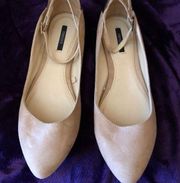 Forever 21 Tan Suede Ankle Strap Flats Size 7.5