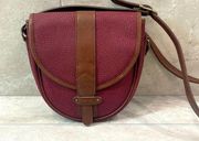 ESPRIT vintage maroon leather trimmed saddlebag crossbody purse