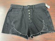 NWT  Black Distressed High Rise Mom Shorts Size 9