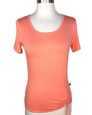 Laundry Cinch Side Wide Neck Jersey Tee Coral Peach Orange Size Small NWT