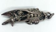 Vintage Repousse Art Nouveau Jack and the Beanstalk Brooch