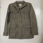 STUSSY khaki green snap button utility pockets jacket size women Small