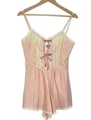 Miss Dior Vintage Cottagecore Baby Pink Lace Romper Pajamas Coquette