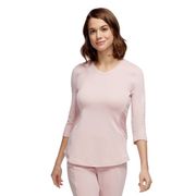 Jaanuu 3/4 Sleeve Antimicrobial Moto Top in Heather Blushing Pink