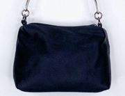 Lord & Taylor Black Silver Metal Handle Evening Handbag Purse Tote Bag