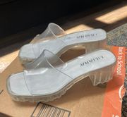 Clear Platform Slide Sandals 