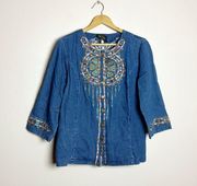 Vintage  Tribal Denim Shirt Size L EUC