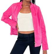 Ruff Hewn Womens Size Small Pink Leather Suede Jacket Barbie Pink