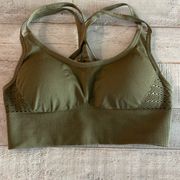 Army green sports bra