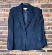 Amanda Smith Black White Stripe Single Button Blazer Jacket Women's Size 10