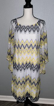 Plus Size 1X Polyester Shift Chevron Herringbone Dress Lined