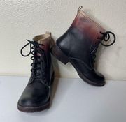 Women’s Sz 6.5 Black Pink Ombré Boots Lace Up Shoes