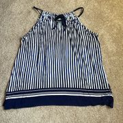 Tommy Bahama Navy & White Striped Tank With Keyhole Tie Neckline   Size Large