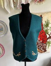 90's vintage hunter green equestrian embroidered sweater vest