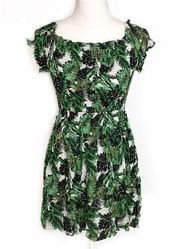 NWT Smocked Palm Banana Leaf Print Beach Dress New