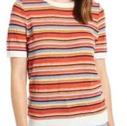 Halogen Red Multicolored Striped Sweater XS