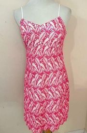 Crown & Ivy Hot Pink and White Embroidered Eyelet Spaghetti Strap Dress 8 NEW