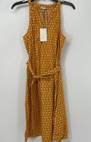 A NEW DAY ORANGE WITH WHITE SQUARES SLEEVELESS TIE WAIST DRESS SIZE XS