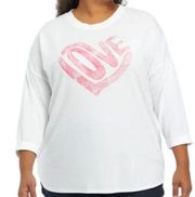 Cabana by Crown & Ivy 4XL Plus Size 3/4 Sleeve Baby Terry “LOVE” Graphic T-Shirt