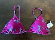 Volcom Triangle Maroon Floral Dark Floral Bikini Top Large