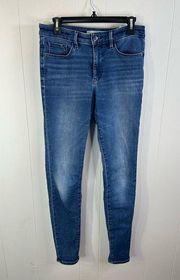 ATHLETA Women's Blue Sculptek fitted Denim High-Rise Skinny jeans Size 8 Tall