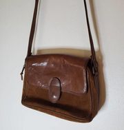 Talbots Vintage Leather Crossbody Flap & Zipper Brown Suede Y2K