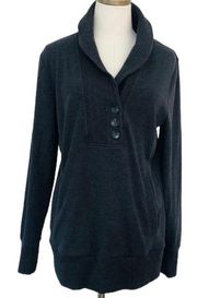 Banana Republic Sweatshirt Small Gray Pullover Top Shawl Collar