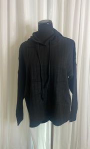 NWT Black  Hooded Ribbed Sweater