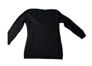 Ann Taylor wrap king sleeve cable knit black sweater EUC women’s size s b60