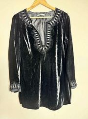 Peter Nygard celestial black velvet beaded tunic sz M