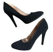 Charlotte Russe black faux suede round closed toe high heels size 8