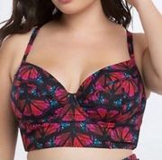 Torrid Womens Swim Top Molded Butterfly Print Bathing Top Size 5