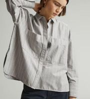 NWT Everlane The Boxy Oxford Shirt in Striped Gray/White