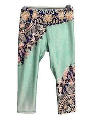 Calia Pants Womens Medium Havana Boho Capri Leggings Green Limited Edition Gym