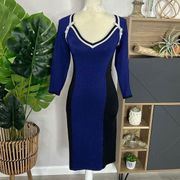 Karen Millen England • vneck slinky body hugging 3/4 sleeve dress