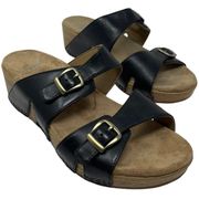 Leeann Black Leather Sandals Womens Size EU 39 US 8.5-9