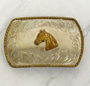 Comstock Silversmiths Vintage German Silver Horse Head Western Belt Buckle