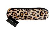 Kendall & Kylie Leopard Print Slim Nylon Cosmetic/Pencil Case Black Tan Size OS